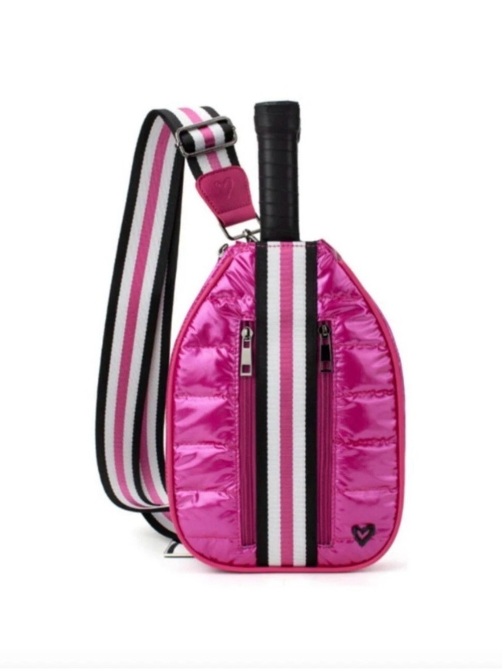 Prenelove Pink Pickleball Quilted Sport Sling Crossbody